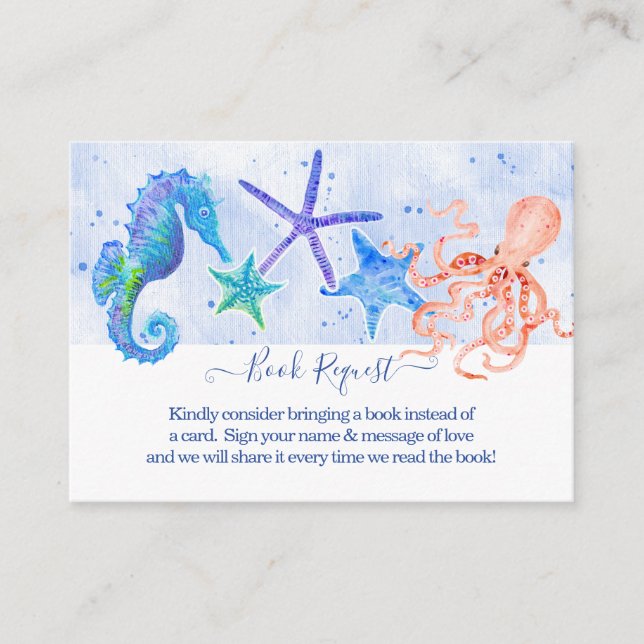 Tarjeta De Recepción Starfish Octopus Seahorse Beach Boy Baby Shower (Anverso)