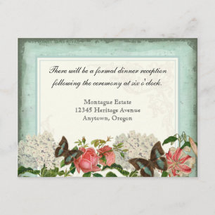 Tarjeta De Recepción Stargazer vintage Lily Rosa Mariposa en Hydrangea