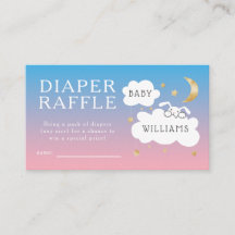 Stars Bunny Pink Blue Baby Shower Diaper Raffle