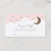 Stars Moon & Clouds Pink Diaper Raffle Ticket