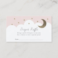 Stars Moon & Clouds Pink Diaper Raffle Ticket Encl