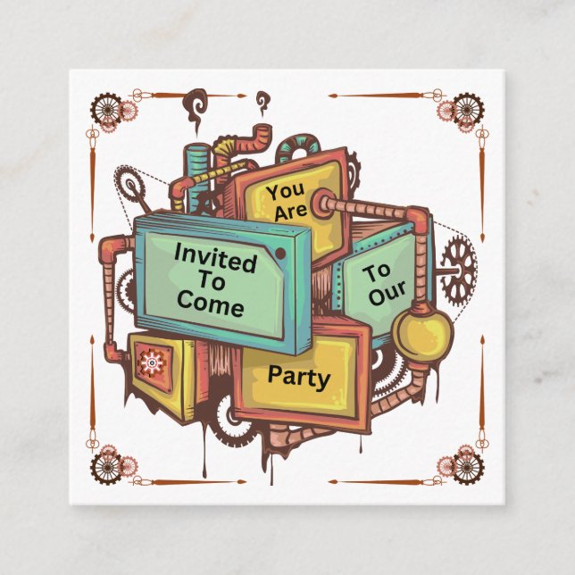 Tarjeta De Recepción Steampunk (Anverso)