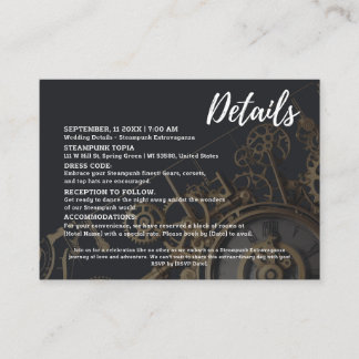 Tarjeta De Recepción Steampunk Extravaganza Boda de relojería de época