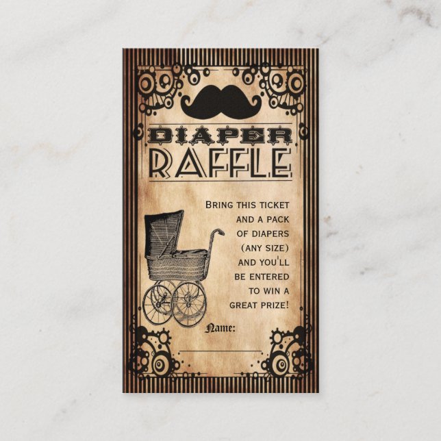 Tarjeta De Recepción Steampunk Look Baby Boy Diaper Raffle Ticket (Anverso)