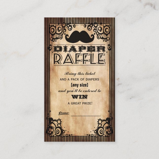 Tarjeta De Recepción Steampunk Look Baby Boy Diaper Raffle Ticket (Anverso)