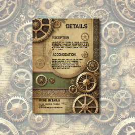 Tarjeta De Recepción Steampunk Victorian Gearwork Boda