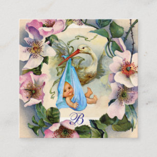 TARJETA DE RECEPCIÓN STORBOY BABY SHOWER, MONOGRAMA DE ROSAS PINK WILD