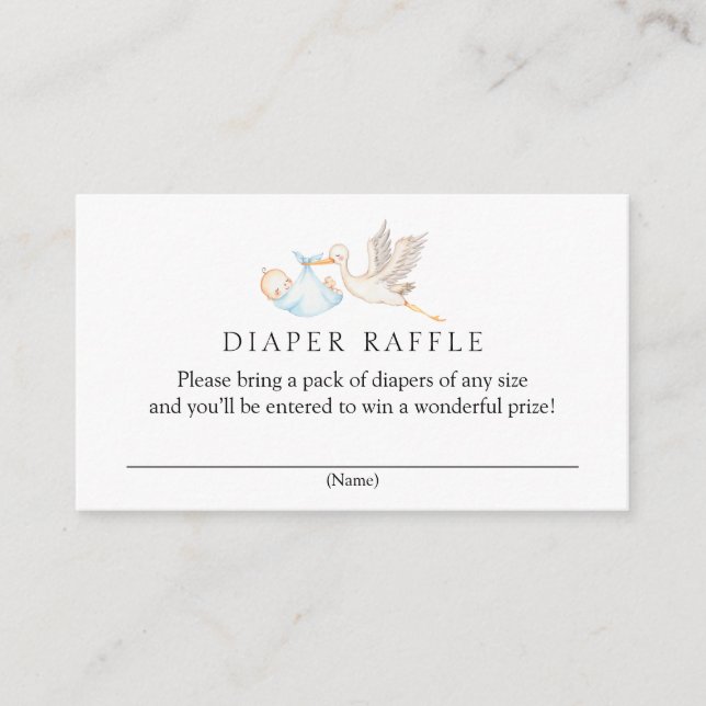 Tarjeta De Recepción Stork Diaper Raffle Baby Shower (Anverso)