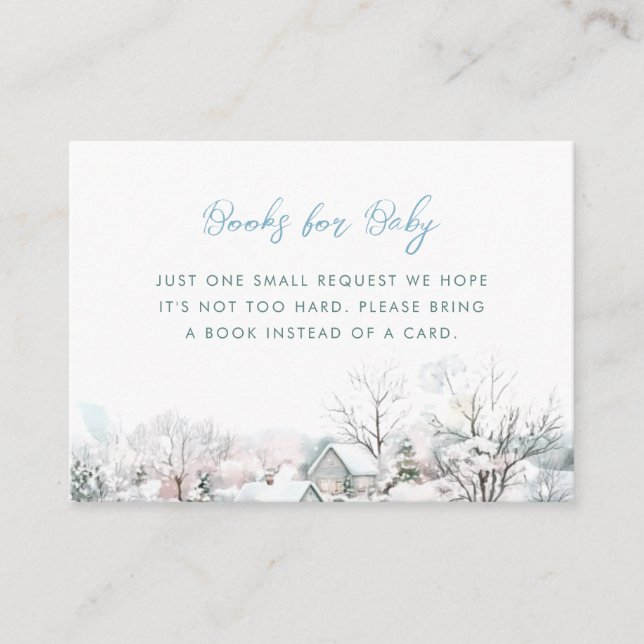 Tarjeta De Recepción Stork se lleva libros de invierno para niños (Anverso)