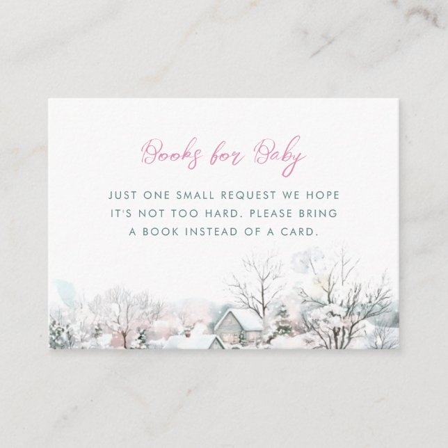 Tarjeta De Recepción Stork se lleva libros de invierno para niños (Anverso)