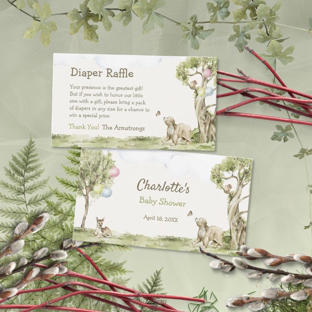 Tarjeta De Recepción Storybook Bearly Wait Diaper Raffle Baby Shower (Storybook Bearly Wait Diaper Raffle Baby Shower Enclosure Card ©Susanne Sachers - Sunny Mind 🌞)
