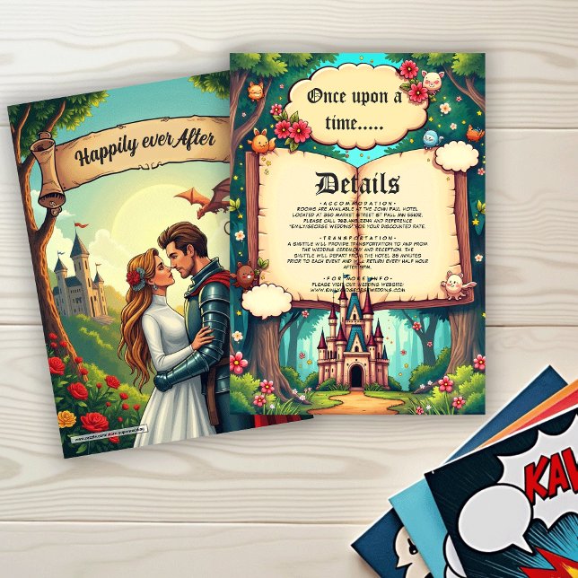 Tarjeta De Recepción Storybook Forest Woodland Castle Fairytale Wedding (Subido por el creador)