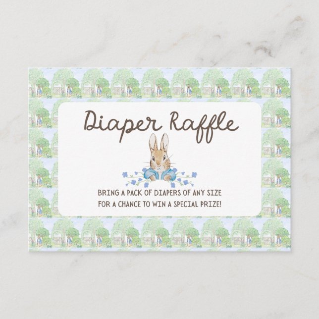 Tarjeta De Recepción Storybook Garden Rabbit Baby Shower Diaper Raffle (Anverso)
