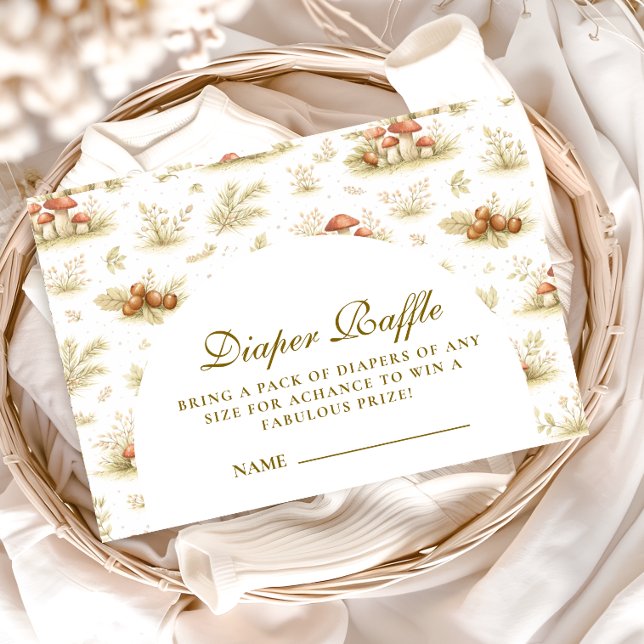 Tarjeta De Recepción Storybook Mushroom Woodland  Diapper Raffle (Subido por el creador)