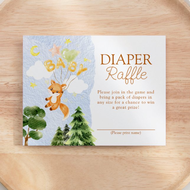 Tarjeta De Recepción Storybook Woodland Fox Baby Shower Diaper Raffle (Subido por el creador)