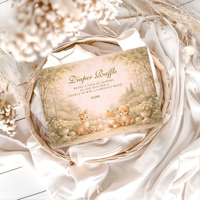 Tarjeta De Recepción Storybook Woodland Garden Diapper Raffle  (Subido por el creador)