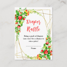 Tarjeta De Recepción Strawberries and Daisies Baby Shower Diaper Raffle