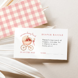 Tarjeta De Recepción Strawberry Berry Loved Diaper Raffle Baby Shower
