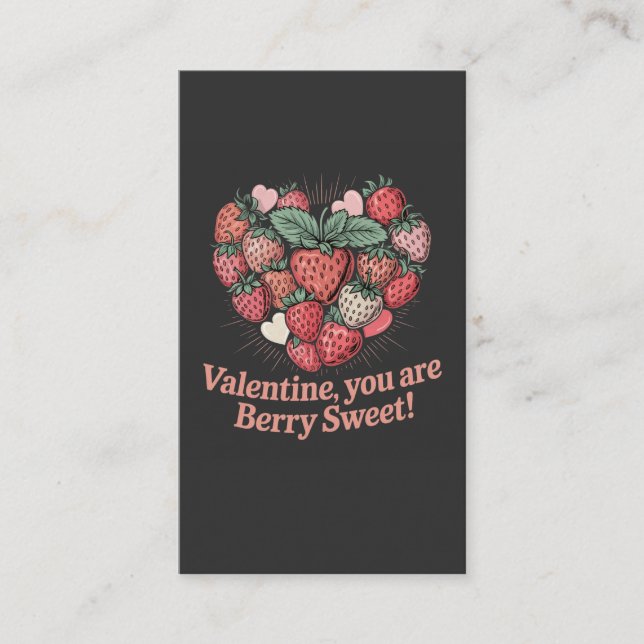 Tarjeta De Recepción Strawberry Berry Sweet Kids Valentines Day (Anverso)