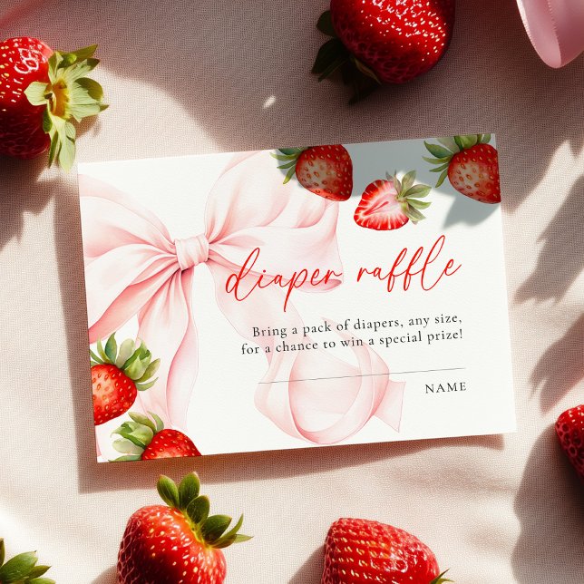 Tarjeta De Recepción Strawberry Bow Baby Shower Diaper Raffle (Subido por el creador)