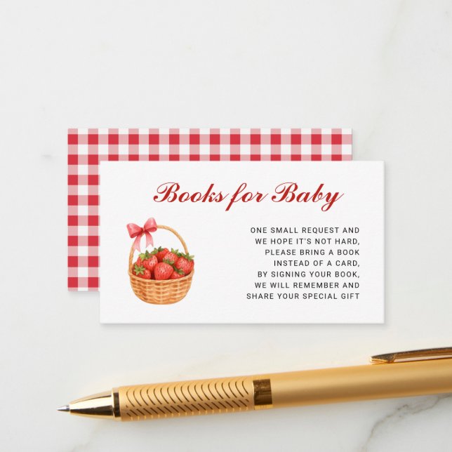 Tarjeta De Recepción Strawberry Girl Baby Shower Books For Baby (Anverso/Reverso In Situ)
