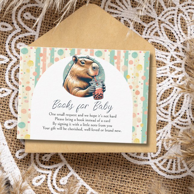 Tarjeta De Recepción Striped Funny Capybara Baby Shower Books For Baby (Subido por el creador)