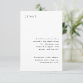 Tarjeta De Recepción Stylish Black and White Minimalist Wedding