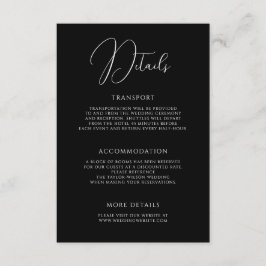 Tarjeta De Recepción Stylish Modern Script Black Wedding Details