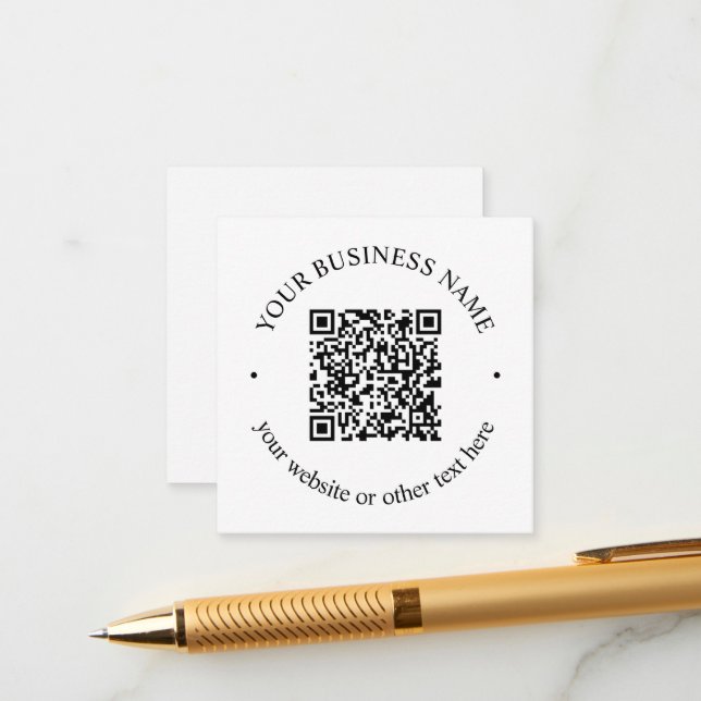 Tarjeta De Recepción Su código QR cargado más texto circular editable (Anverso/Reverso In Situ)