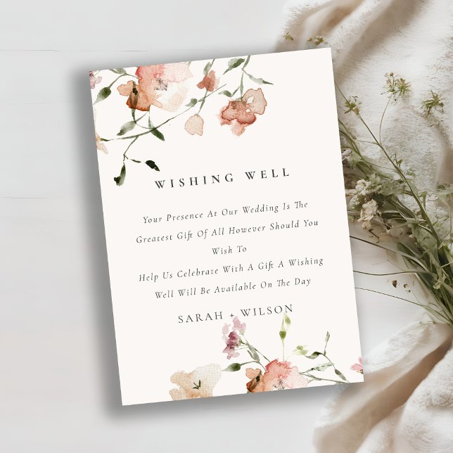Tarjeta De Recepción Suave Rubor Meadow Floral Wire Bueno Boda (Subido por el creador)