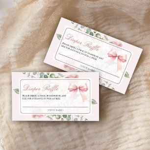 Tarjeta De Recepción Subasta de pañales con lazo coquette floral rosa r