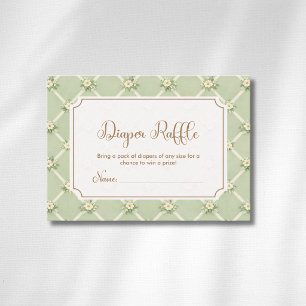 Tarjeta De Recepción Subasta de pañales con lazo diagonal floral en ver