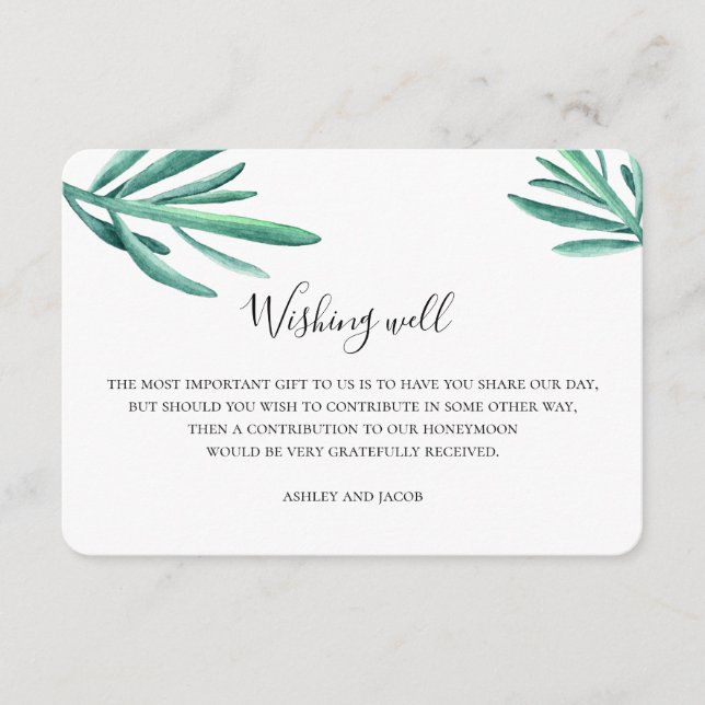 Tarjeta De Recepción Suculen deseando bien. Boda de verano. Insertar ta (Anverso)
