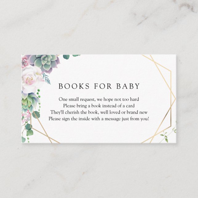 Tarjeta De Recepción Suculenta solicitud de libro de marcos dorados (Anverso)