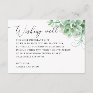 Tarjeta De Recepción Suculentas acuarela pozo de los deseos. Boda de ca