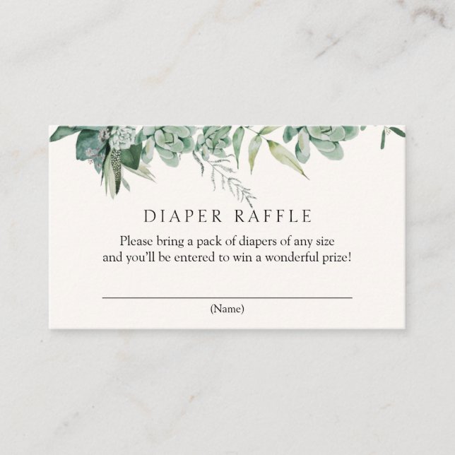 Tarjeta De Recepción Suculentas Diaper Raffle Enclosure Card (Anverso)