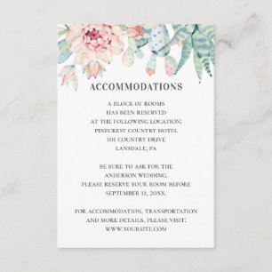 Tarjeta De Recepción Suculentas habitaciones bodas. Detalles de Cactus
