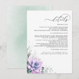 Tarjeta De Recepción Suculentas hojas de oro de verde Boda detalles