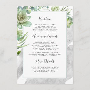 Tarjeta De Recepción Suculentos Información sobre Bodas de plata verde