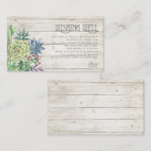 Tarjeta De Recepción Suculentos y Deseos de Madera Rústica Bueno V1 ID5