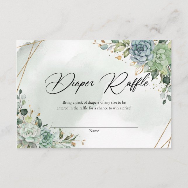 Tarjeta De Recepción Sucultores verdes de Boho oro del follaje eucalipt (Anverso)