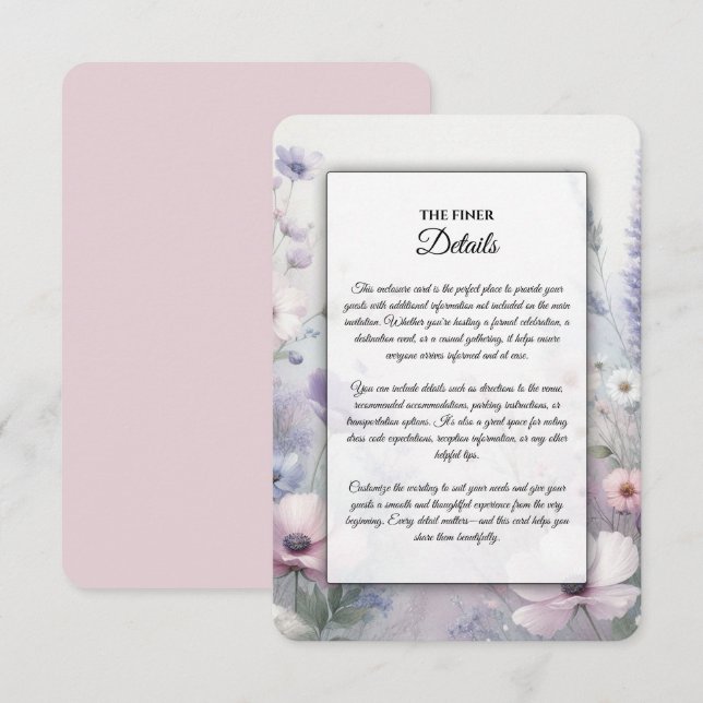 Tarjeta De Recepción Sueños Diurnos de Pradera de Flores Silvestres Sua (Anverso / Reverso)