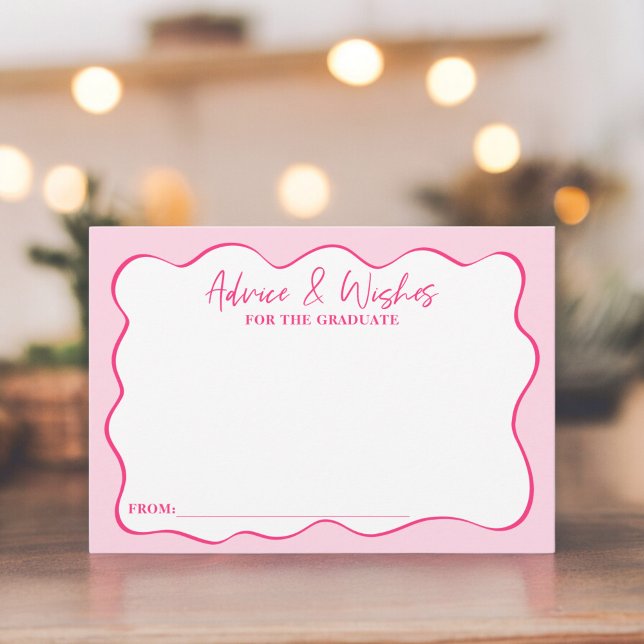 Tarjeta De Recepción Sugerencias de escritura rosa de neón retro para g (Retro neon pink script advice wishes graduation enclosure card)