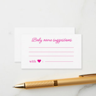 Tarjeta De Recepción Sugerencias de nombres de bebé, baby shower minima