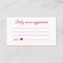 Tarjeta De Recepción Sugerencias de nombres de bebé, baby shower minima