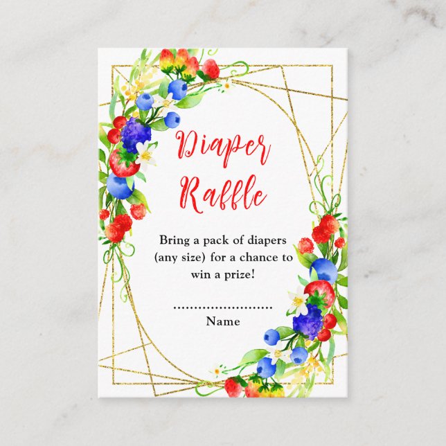 Tarjeta De Recepción Summer Mixed Berries Baby Shower Diaper Raffle (Anverso)