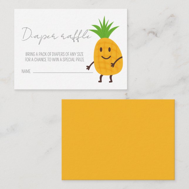 Tarjeta De Recepción Summer Pineapple Baby Shower Diaper Raffle (Anverso / Reverso)