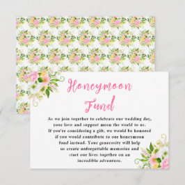 Tarjeta De Recepción Summer Pink Yellow Floral Wedding Honeymoon Fund