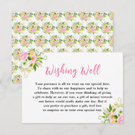 Tarjeta De Recepción Summer Pink Yellow Floral Wedding Wishing Well