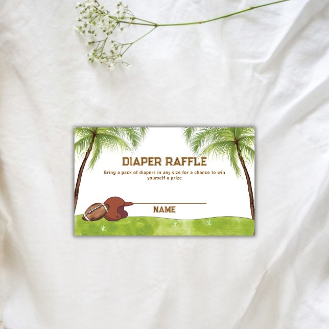 Tarjeta De Recepción Summer Plam Football Diaper Raffle Baby Shower  (Summer Plam Football Diaper Raffle Baby Shower Enclosure Card)